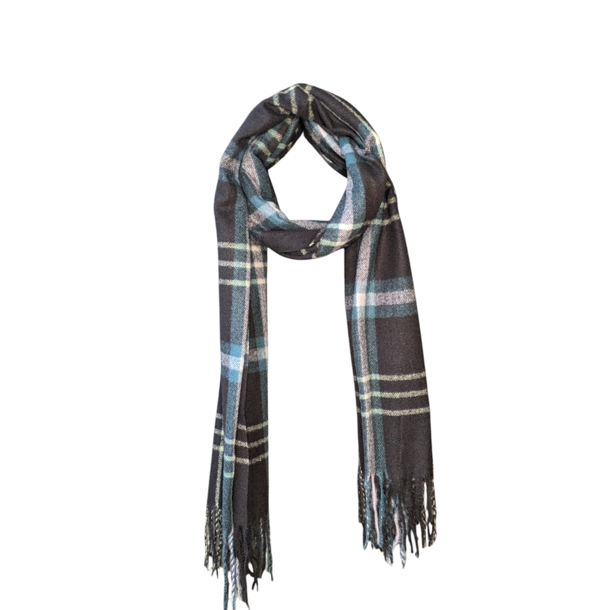 Luxury Winter Scarf - Green/Brown Plaid