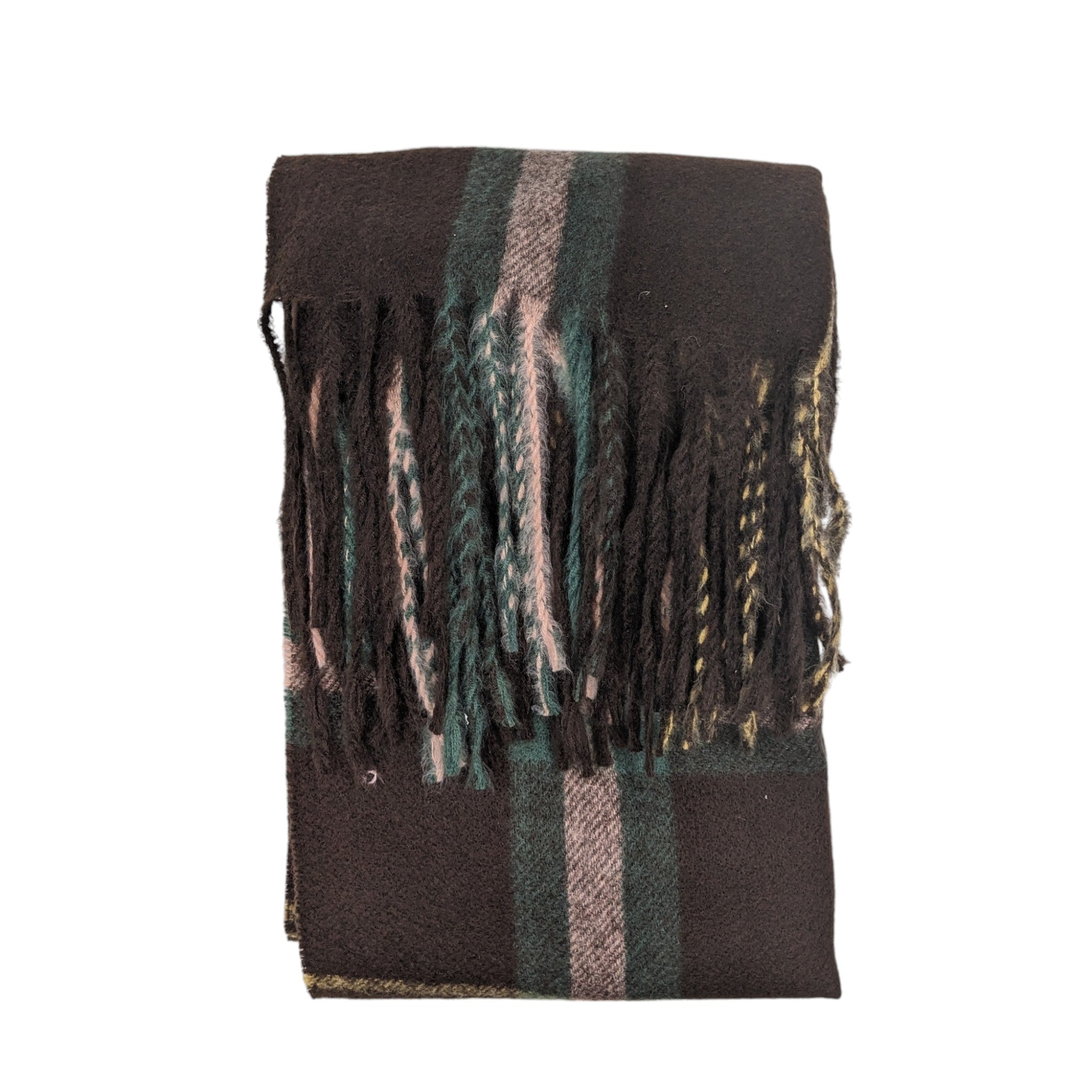 Luxury Winter Scarf - Green/Brown Plaid