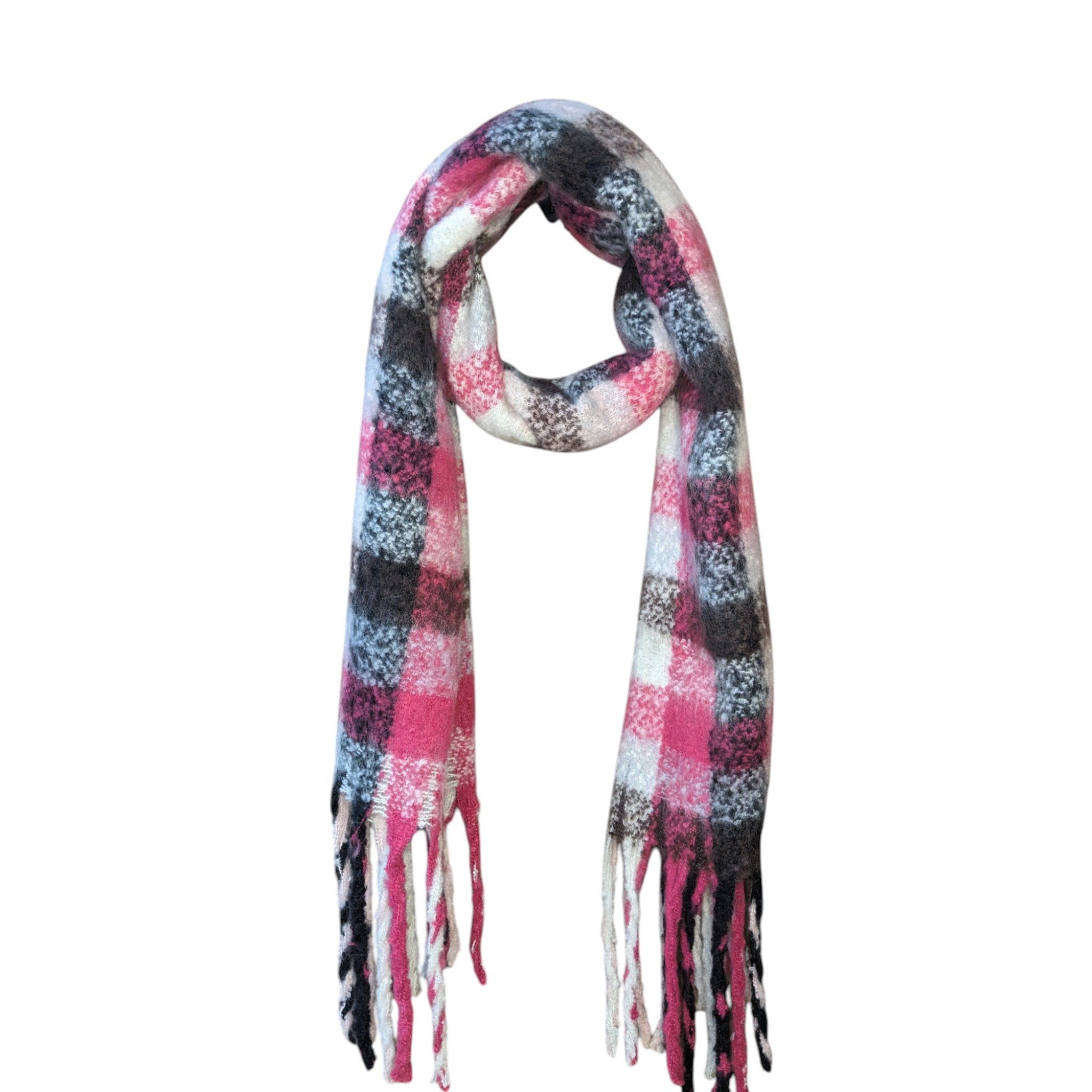 Luxury Winter Scarf - Pink/Black Plaid