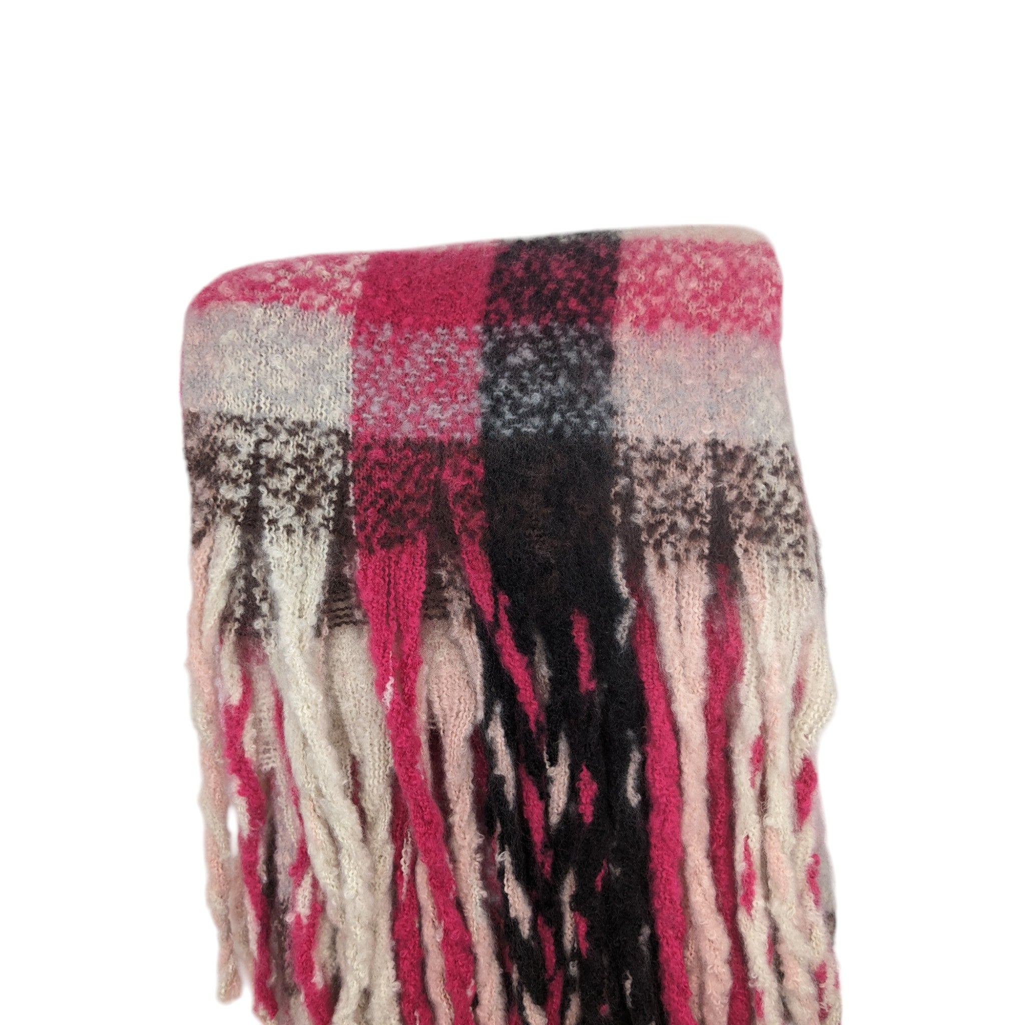 Luxury Winter Scarf - Pink/Black Plaid