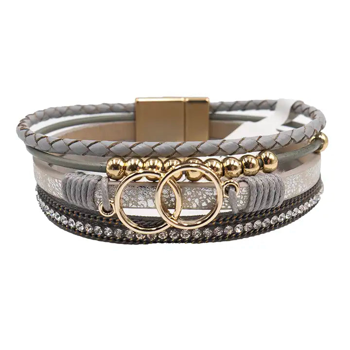 Multi-Layered Double Circle Magnetic Clasp Bracelet