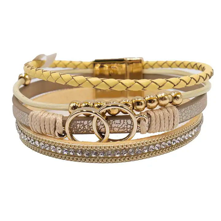 Multi-Layered Double Circle Magnetic Clasp Bracelet
