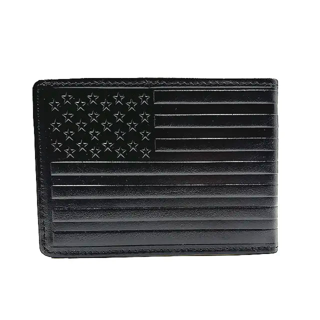 Genuine Leather Wallet with American Flag Design