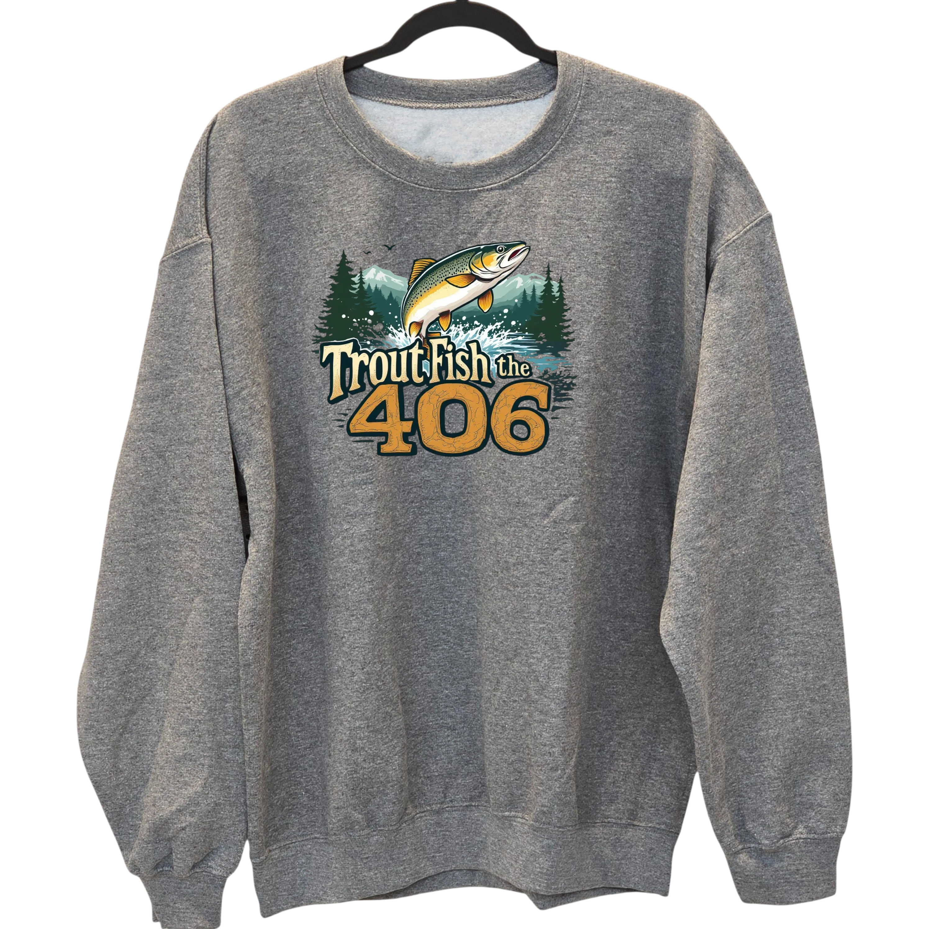 Trout Fish the 406 - Crewneck Sweatshirt