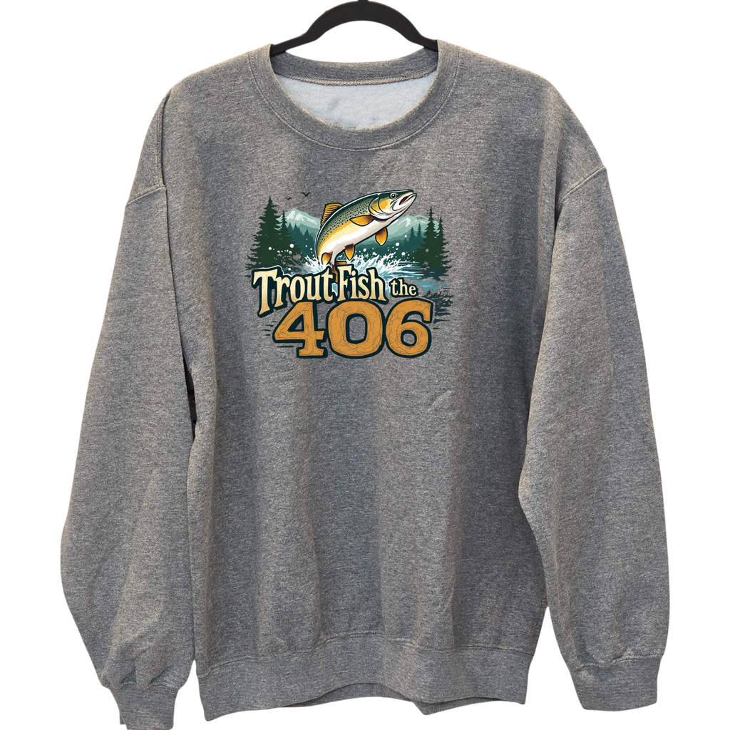 Trout Fish the 406 - Crewneck Sweatshirt