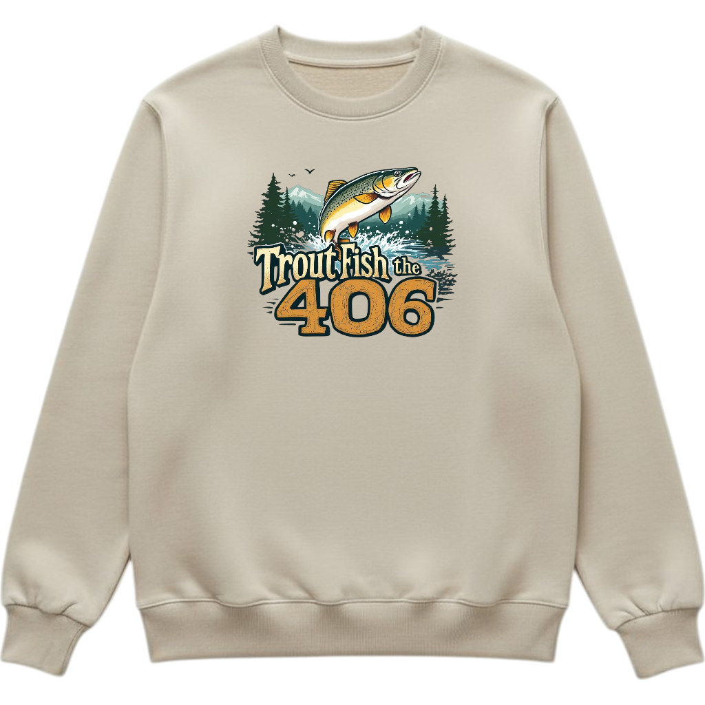 Trout Fish the 406 - Crewneck Sweatshirt