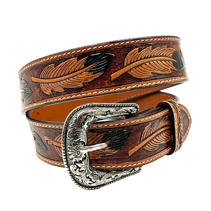 Montana Twist Genuine Leather Belt - Eagle Feather Belt