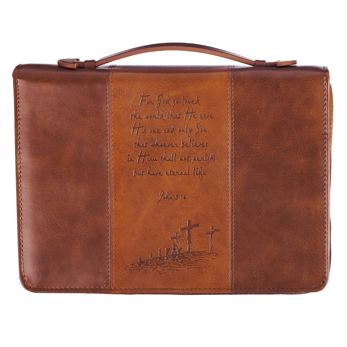 Bible Cover Classic Brown God So Loved the World John 3:16: Large