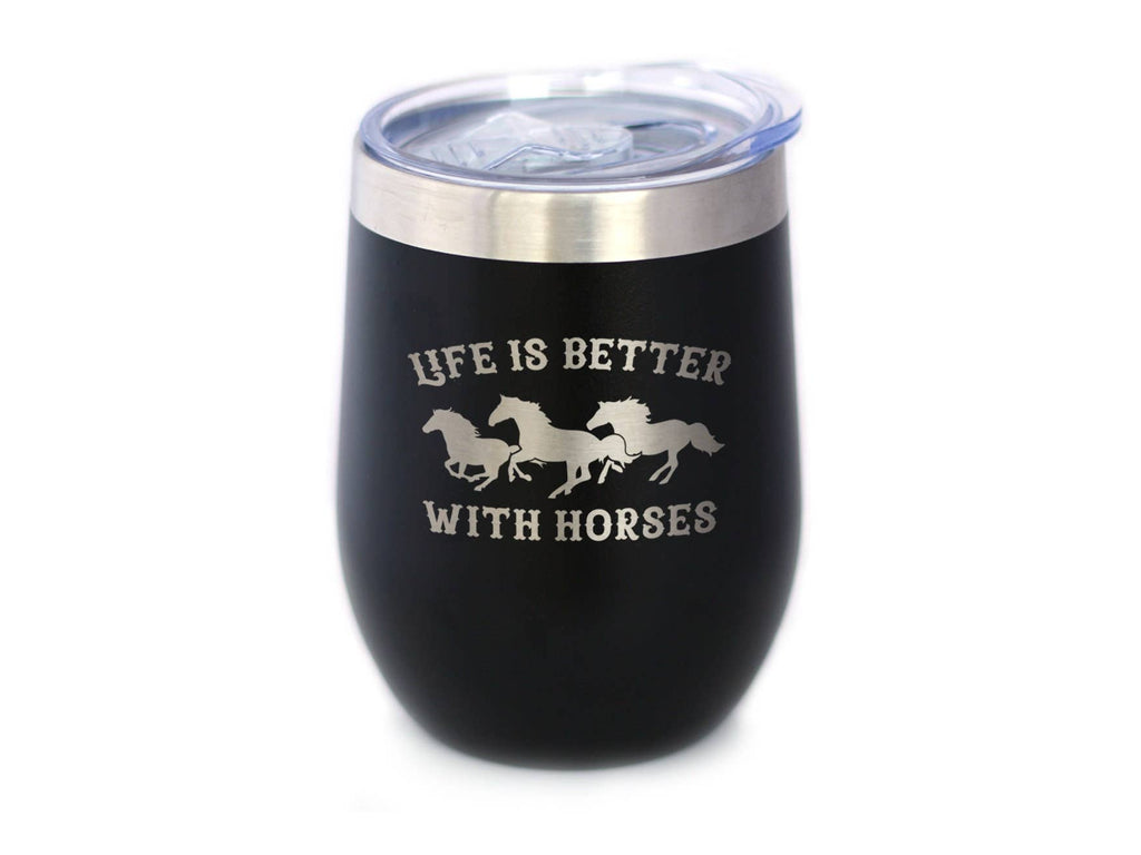 Better with Horses Insulated Wine Tumbler - Black