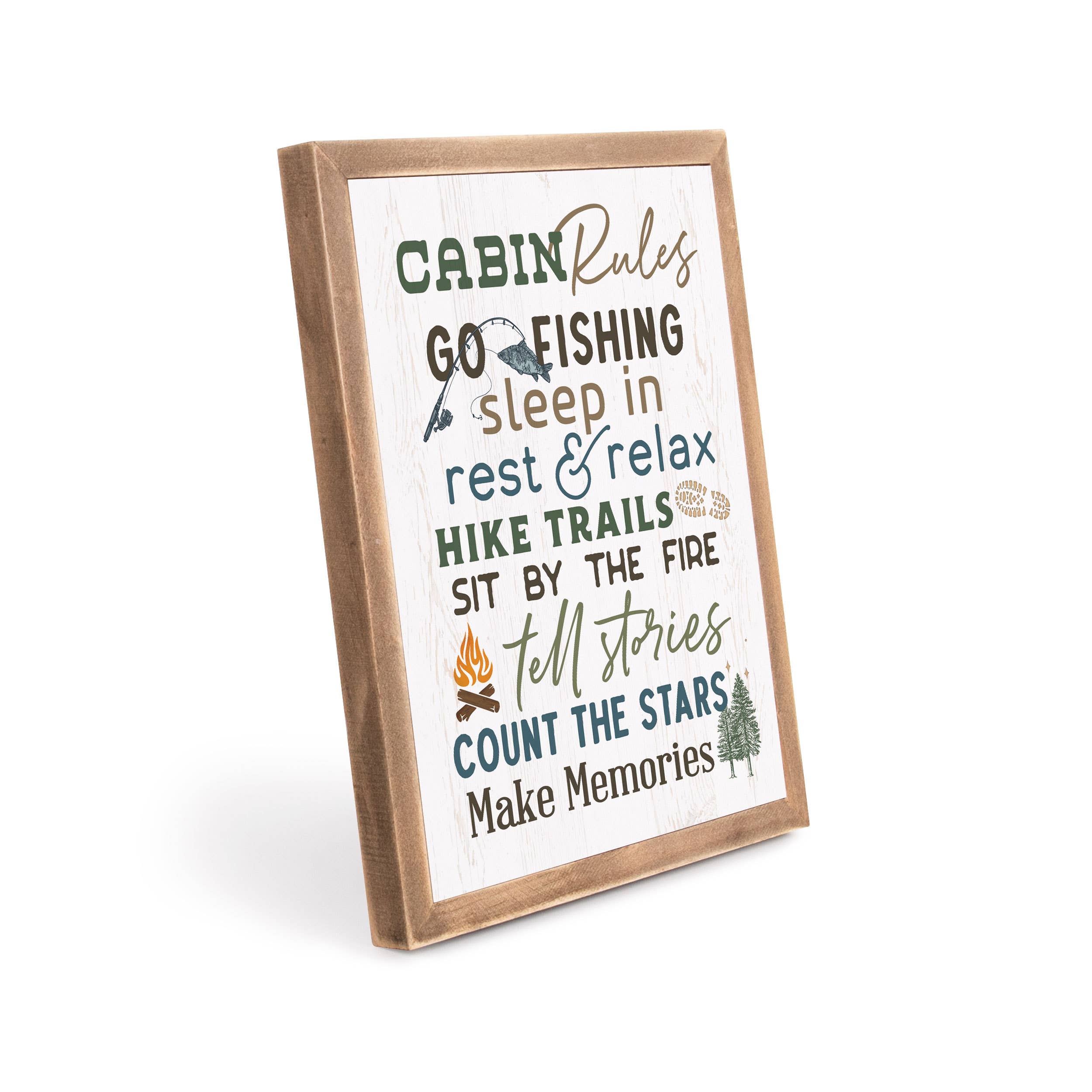 Cabin Rules Framed Art with Easel