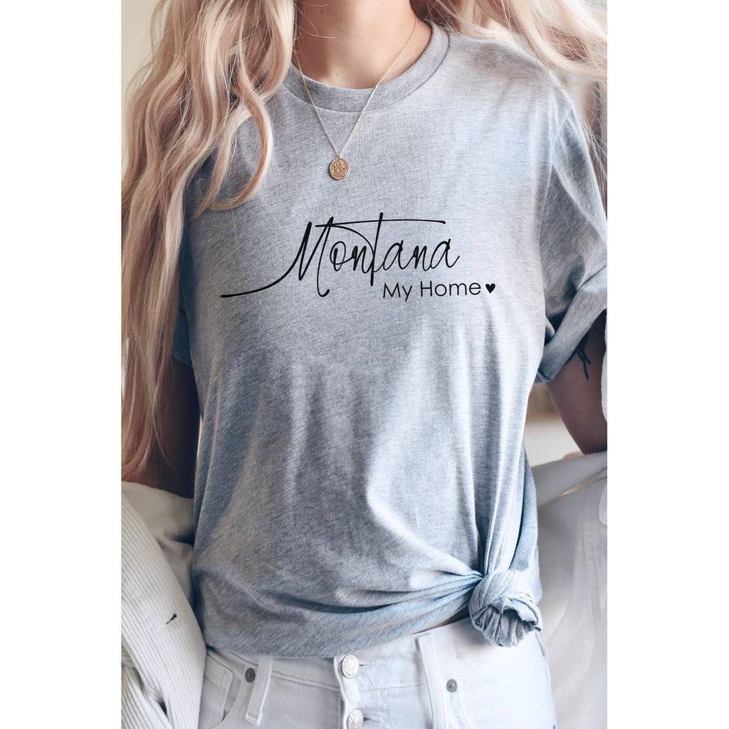 Small Montana My Home Tee Shirt - Gray
