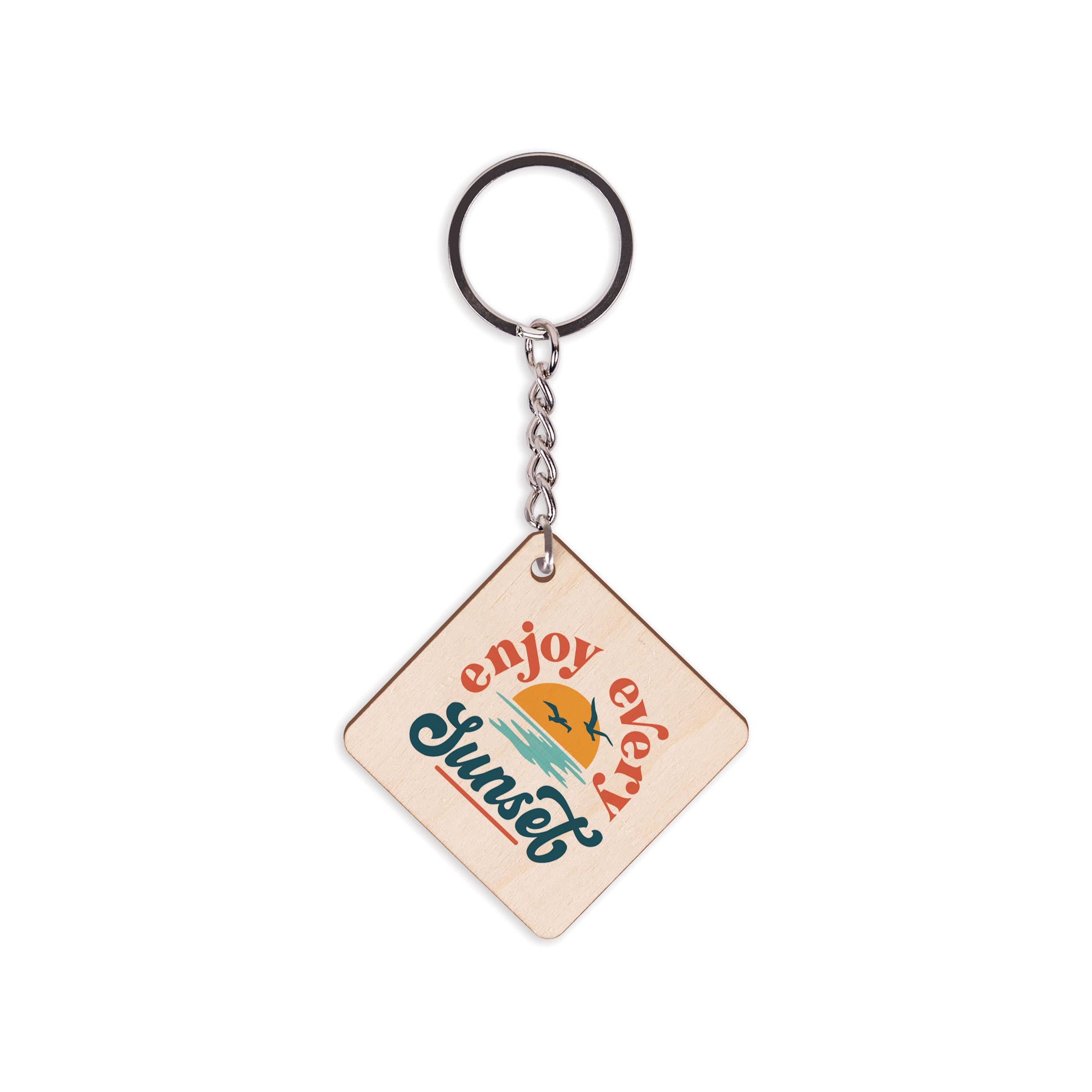 Enjoy Every Sunset Maple Veneer Keychain