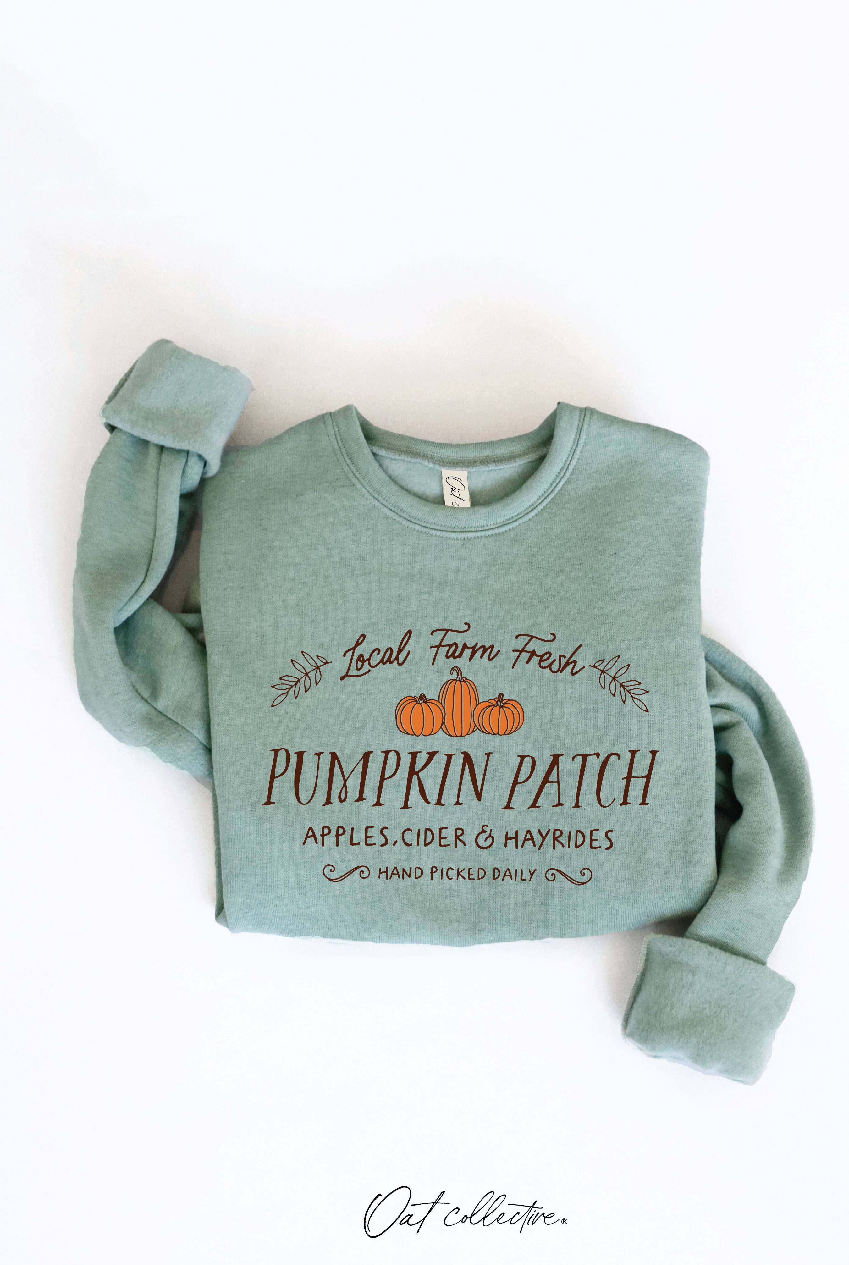 Large Farm Fresh Pumpkin Patch - Sage Green Crewneck