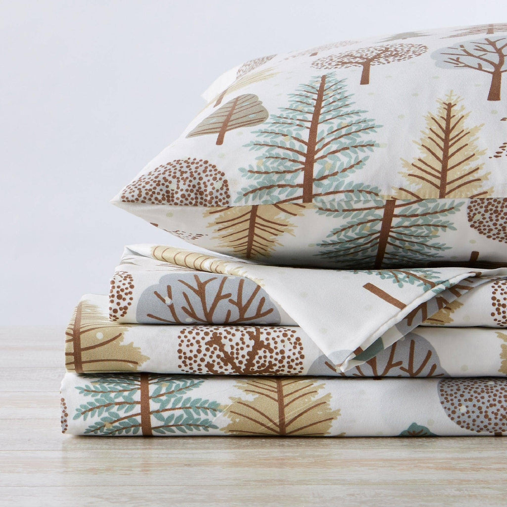 4-Piece Lodge Microfiber Sheet - Mountain Ridge Collection: King / Forest Trail