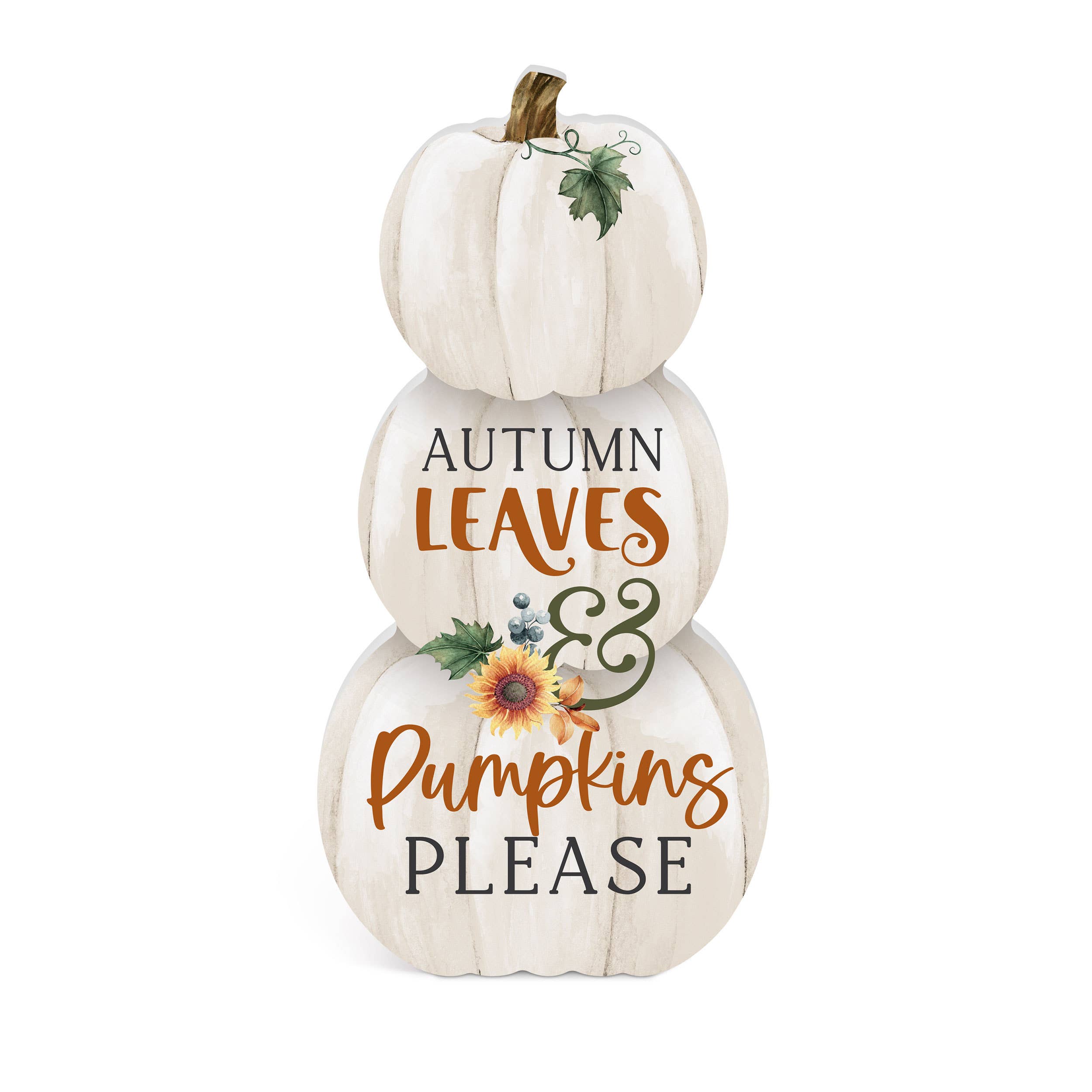 Autumn Leaves And Pumpkins Please Shape Wood Décor