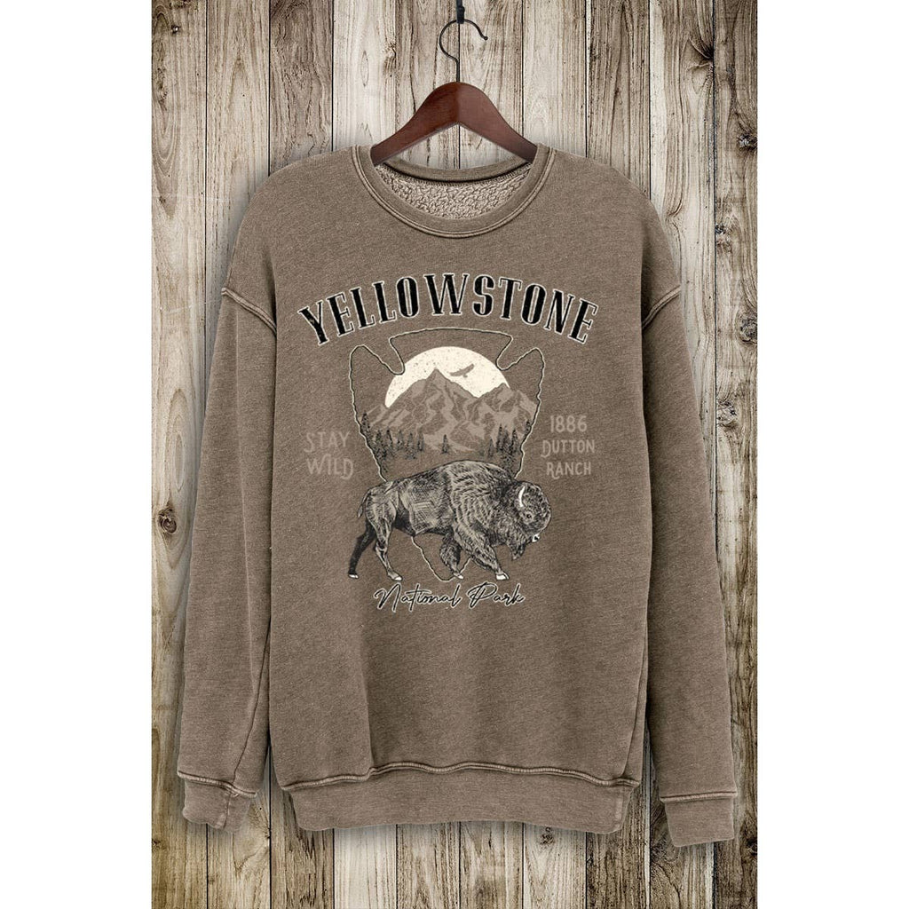 Medium Yellowstone National Park Crewneck - Brown