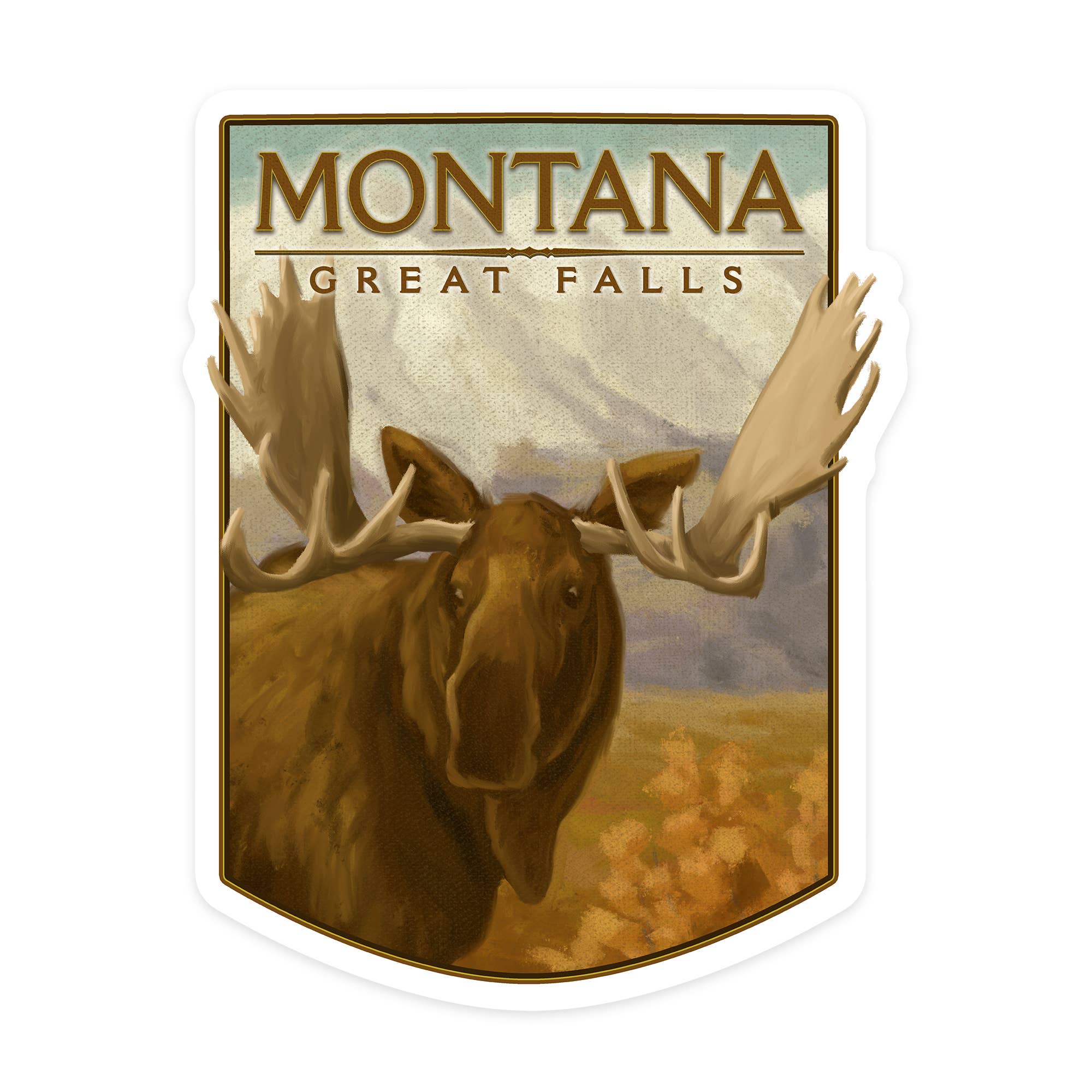 Great Falls, Montana, Moose, Oil Painting Sticker