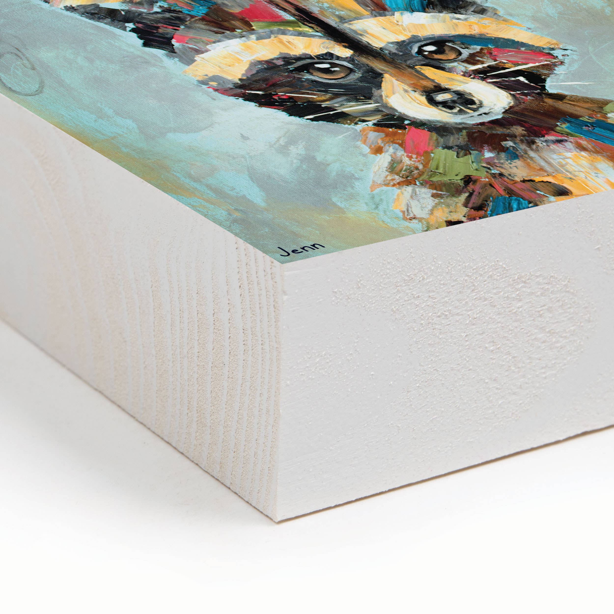 Racoon Wood Block Décor