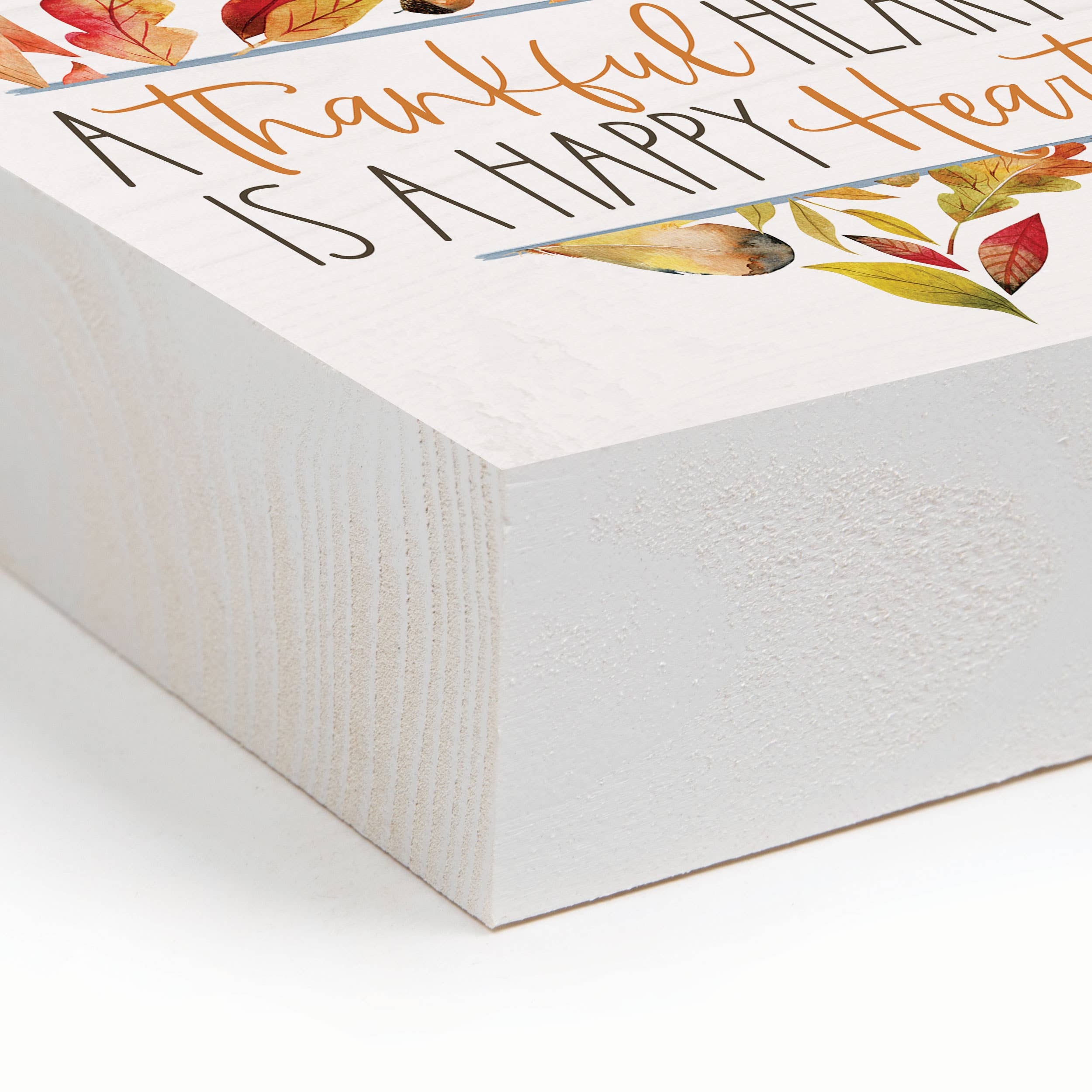 A Thankful Heart Is A Happy Heart Fall Barnhouse Wood Block Décor