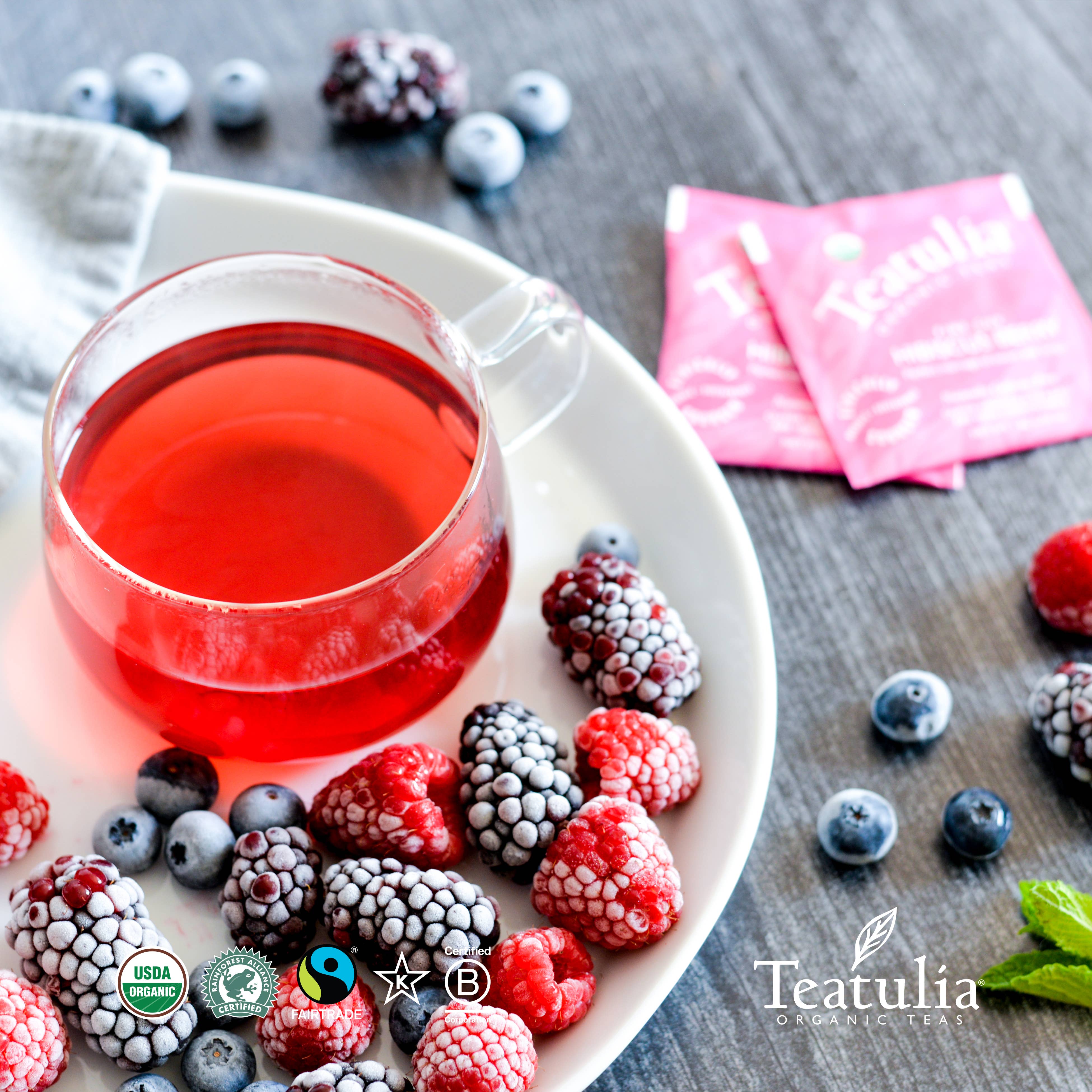 Hibiscus Berry Wrapped Organic Square Tea Bag