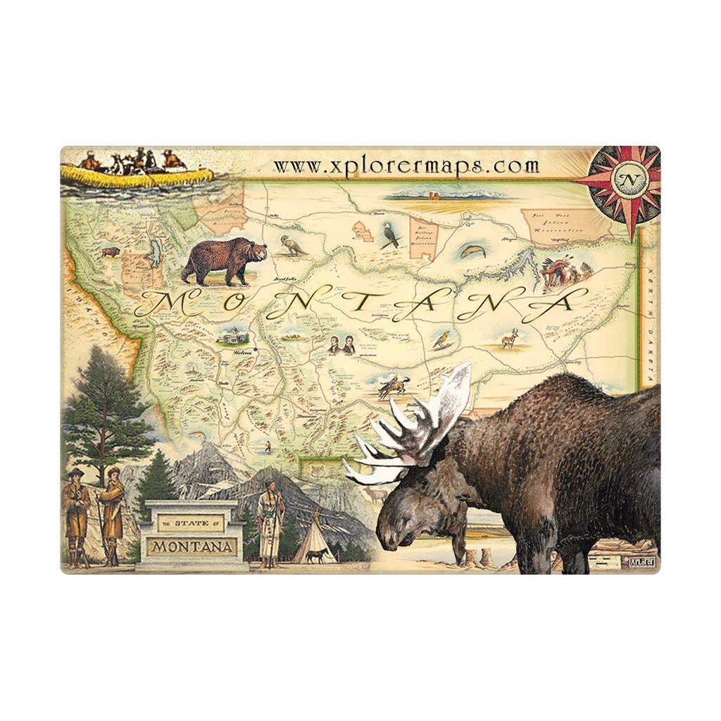 Montana State Map Moose Magnet