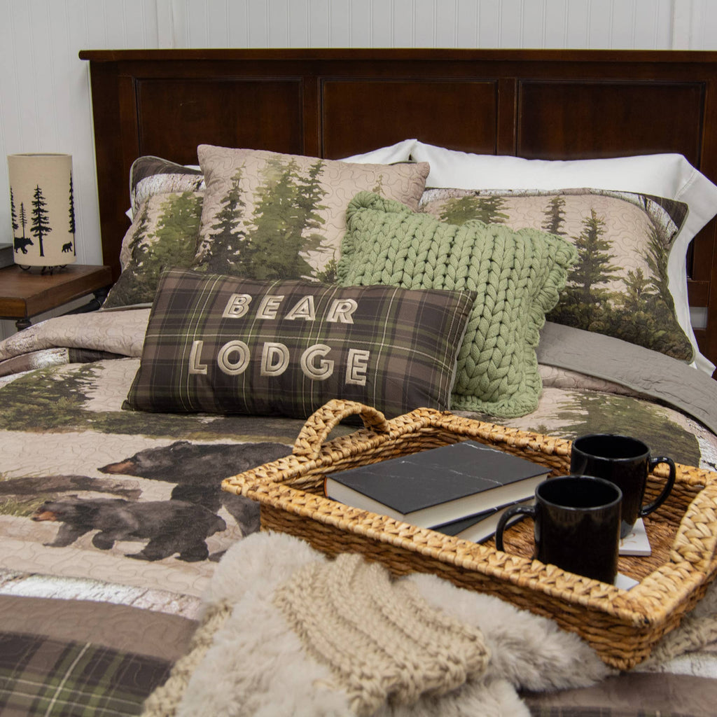 Bear Lodge Plaid Decorative Throw Pillow