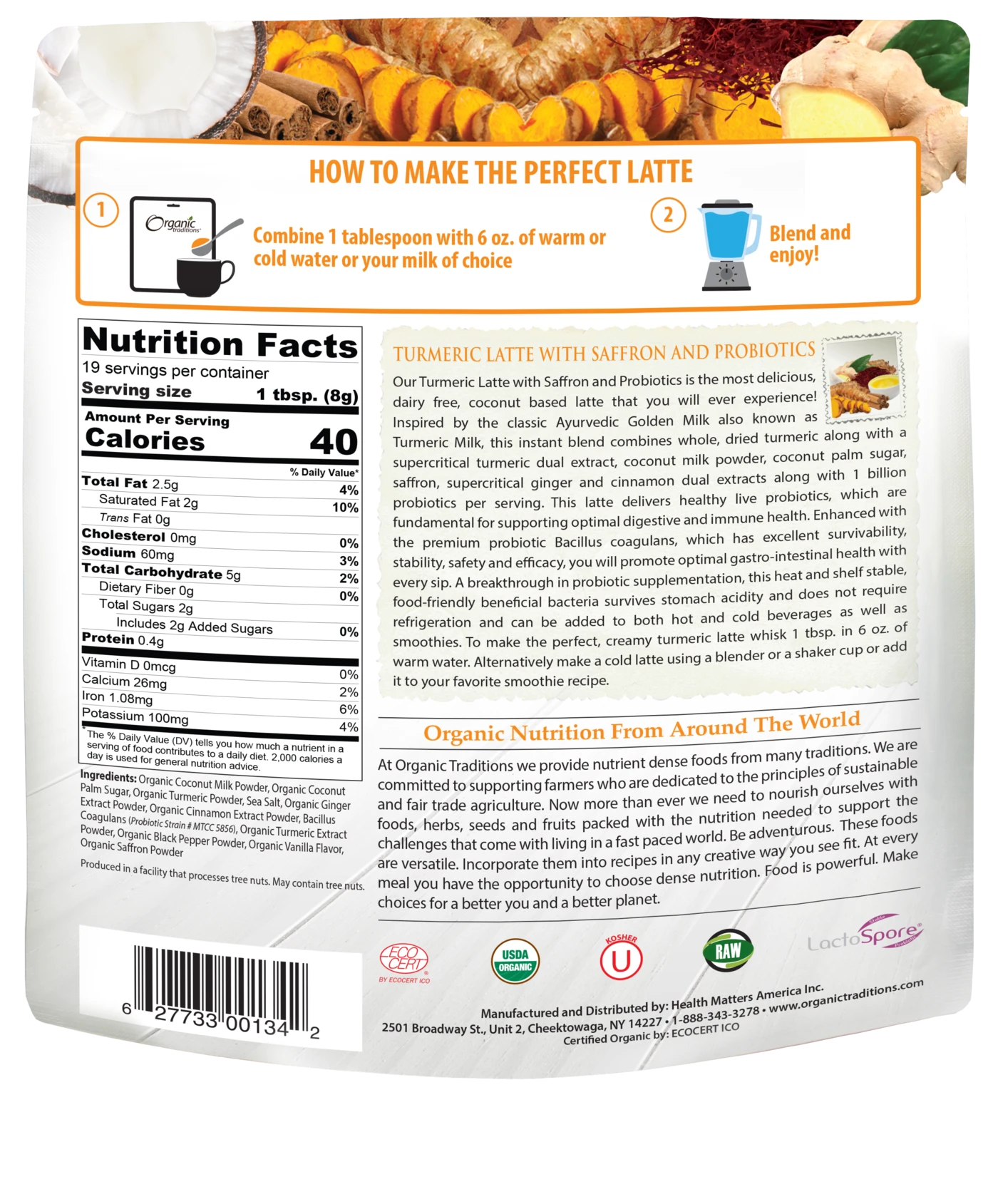 Organic Traditions- Turmeric Latte with Probiotics