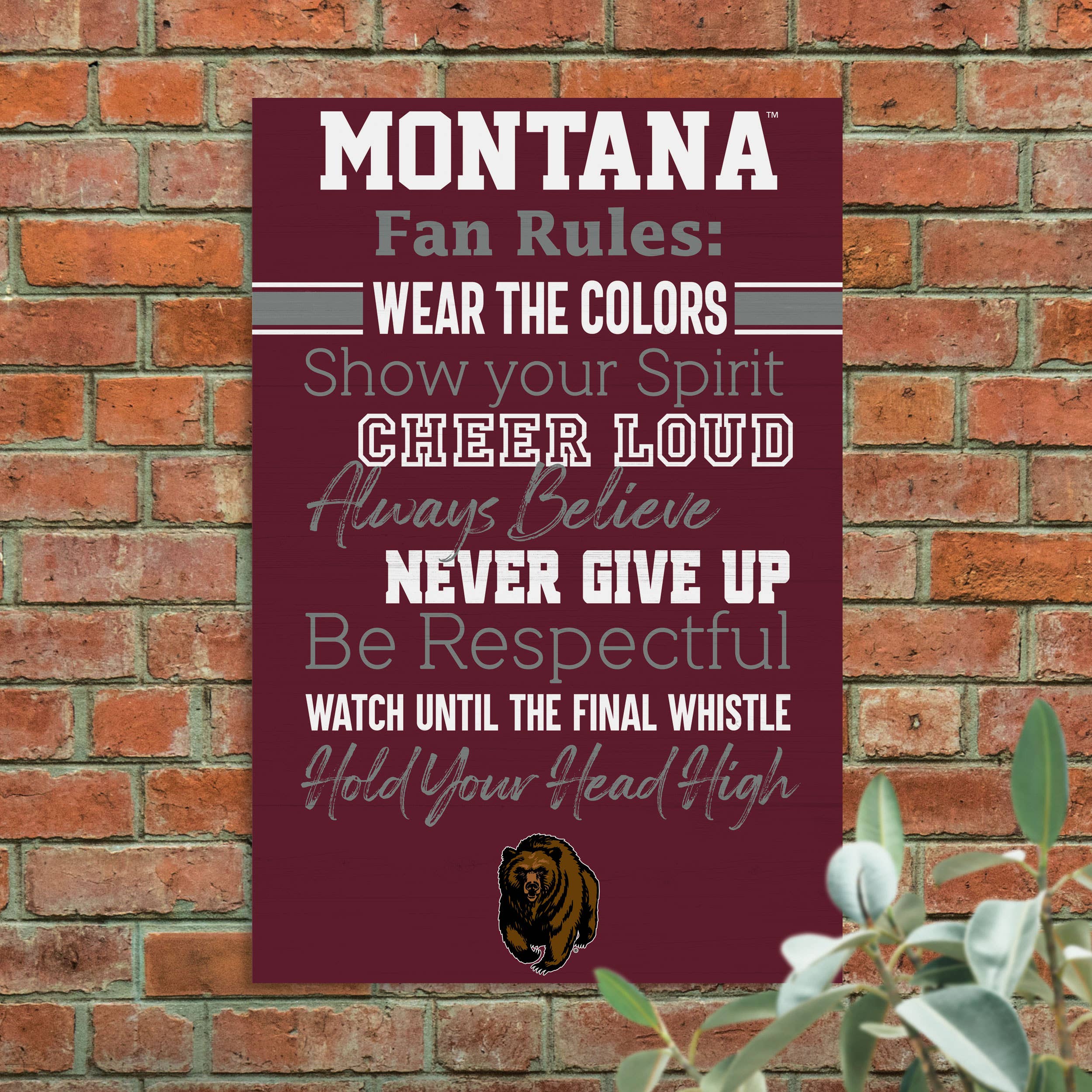 Montana Grizzlies Fan Rules Wall Sign