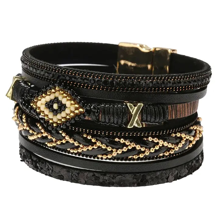 Boho Seed Beaded Magnetic Clasp Bracelet