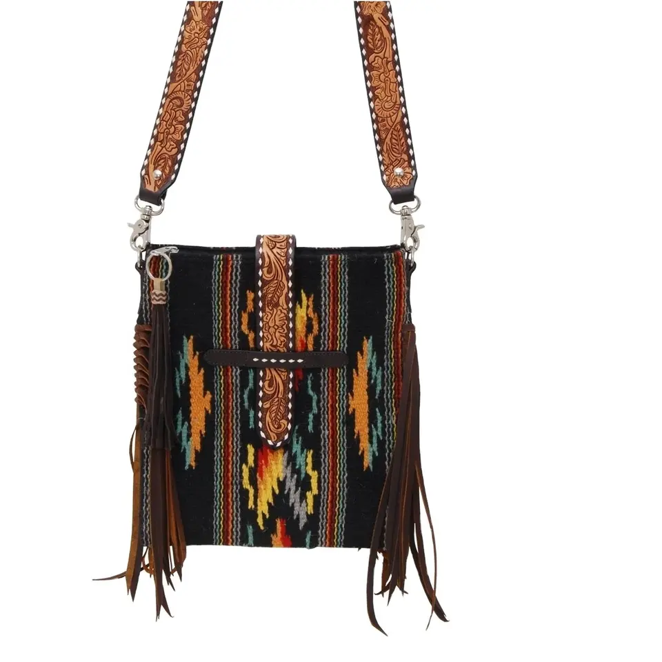 Montana Twist Handmade Black Saddle Blanket Handbag