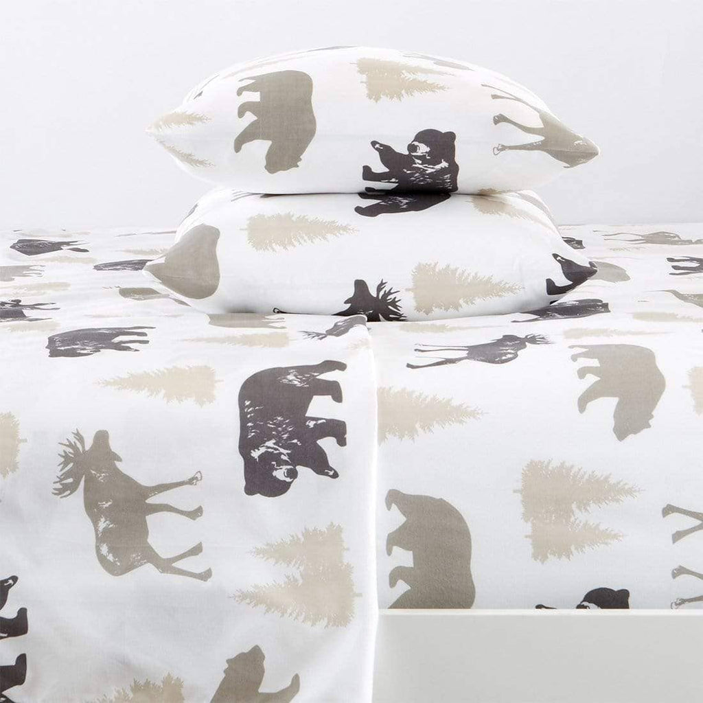 4-Piece Lodge Microfiber Sheet - Mountain Ridge Collection: King / Bear